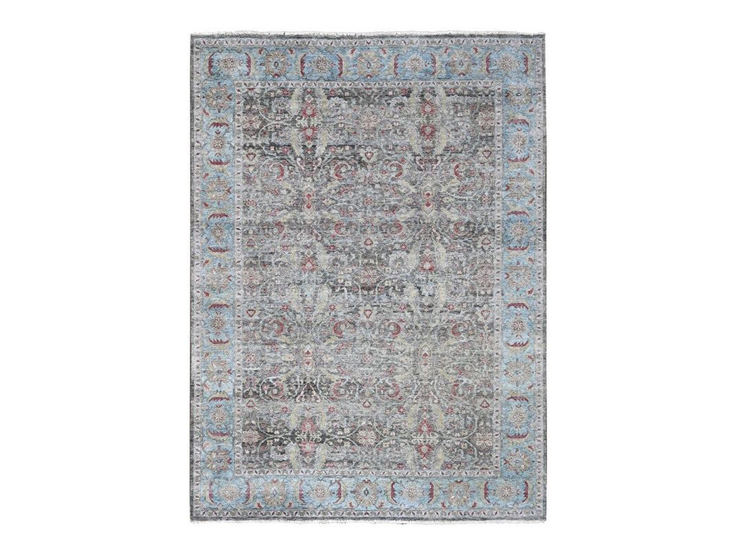 8'6" x 11'5" New Hand Knotted Black Wool Rectangle Oriental Rug - MOA10210135
