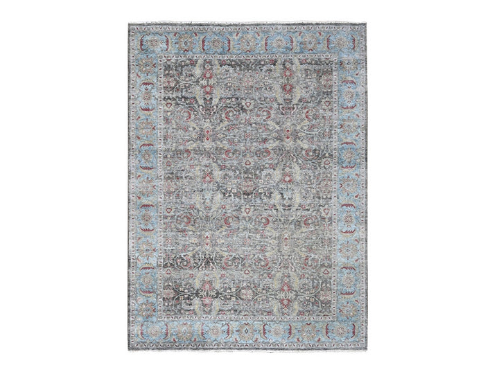 8'6" x 11'5" New Hand Knotted Black Wool Rectangle Oriental Rug - MOA10210135