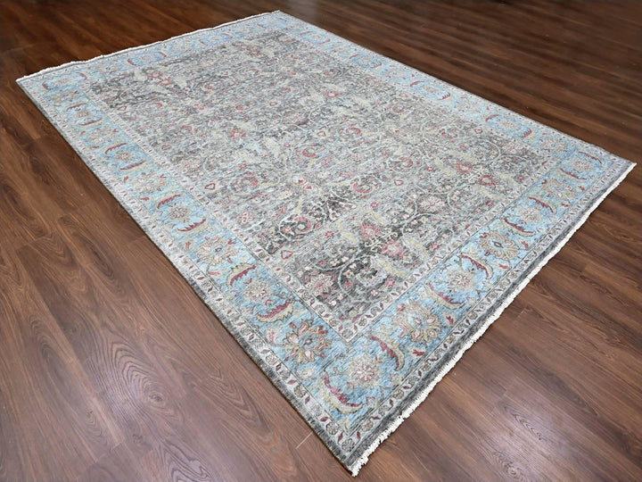 8'6" x 11'5" New Hand Knotted Black Wool Rectangle Oriental Rug - MOA10210135