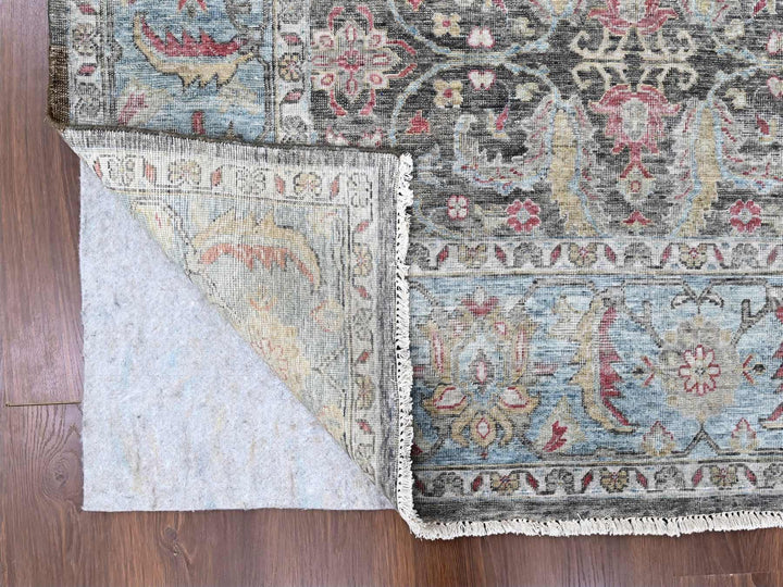 8'6" x 11'5" New Hand Knotted Black Wool Rectangle Oriental Rug - MOA10210135