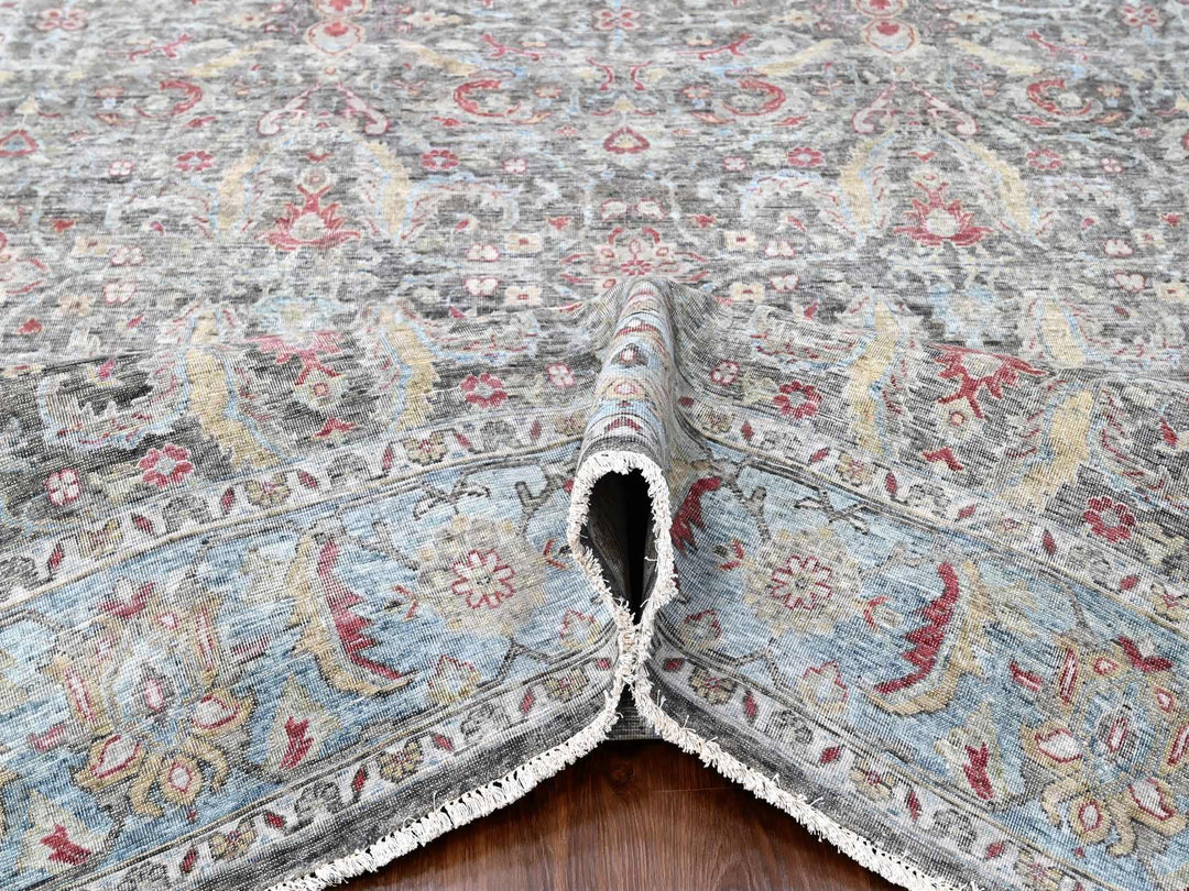 8'6" x 11'5" New Hand Knotted Black Wool Rectangle Oriental Rug - MOA10210135