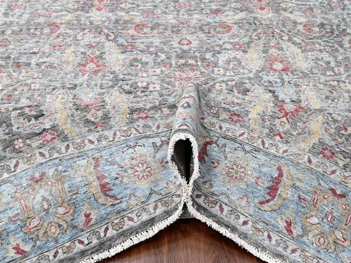 8'6" x 11'5" New Hand Knotted Black Wool Rectangle Oriental Rug - MOA10210135