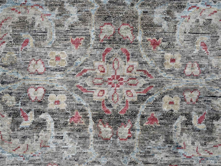 8'6" x 11'5" New Hand Knotted Black Wool Rectangle Oriental Rug - MOA10210135