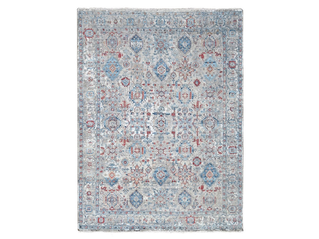 8'9" x 11'9" New Hand Knotted Blue Wool Rectangle Oriental Rug - MOA10210142