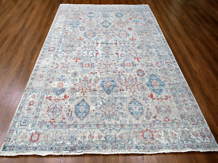 8'9" x 11'9" New Hand Knotted Blue Wool Rectangle Oriental Rug - MOA10210142