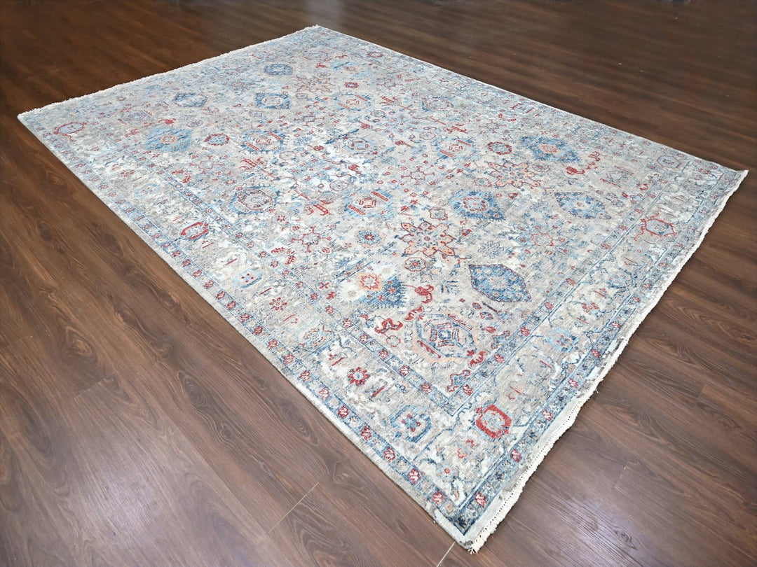 8'9" x 11'9" New Hand Knotted Blue Wool Rectangle Oriental Rug - MOA10210142