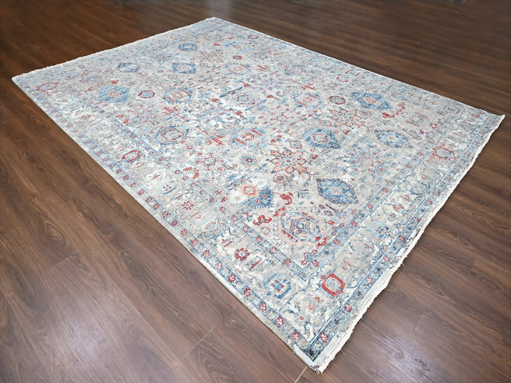 8'9" x 11'9" New Hand Knotted Blue Wool Rectangle Oriental Rug - MOA10210142