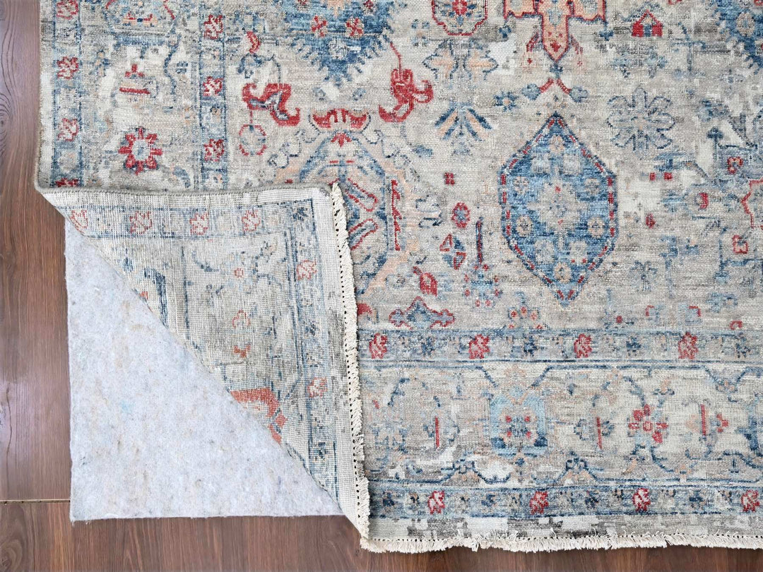 8'9" x 11'9" New Hand Knotted Blue Wool Rectangle Oriental Rug - MOA10210142