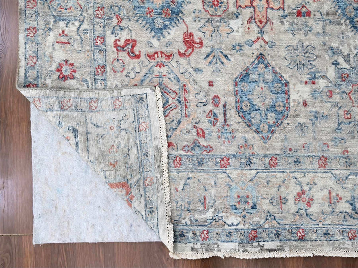 8'9" x 11'9" New Hand Knotted Blue Wool Rectangle Oriental Rug - MOA10210142