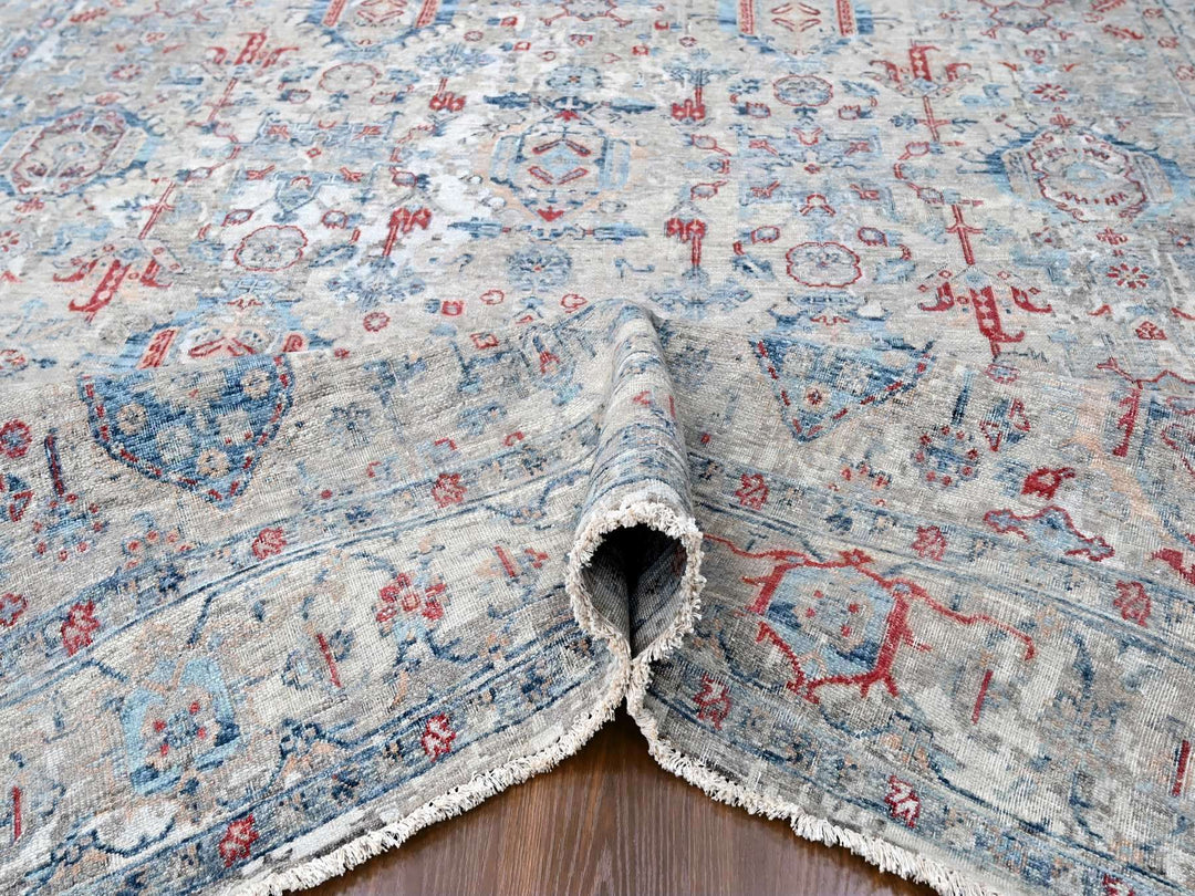 8'9" x 11'9" New Hand Knotted Blue Wool Rectangle Oriental Rug - MOA10210142