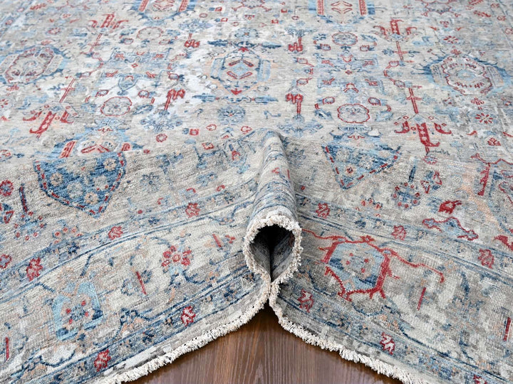 8'9" x 11'9" New Hand Knotted Blue Wool Rectangle Oriental Rug - MOA10210142