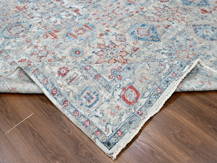 8'9" x 11'9" New Hand Knotted Blue Wool Rectangle Oriental Rug - MOA10210142