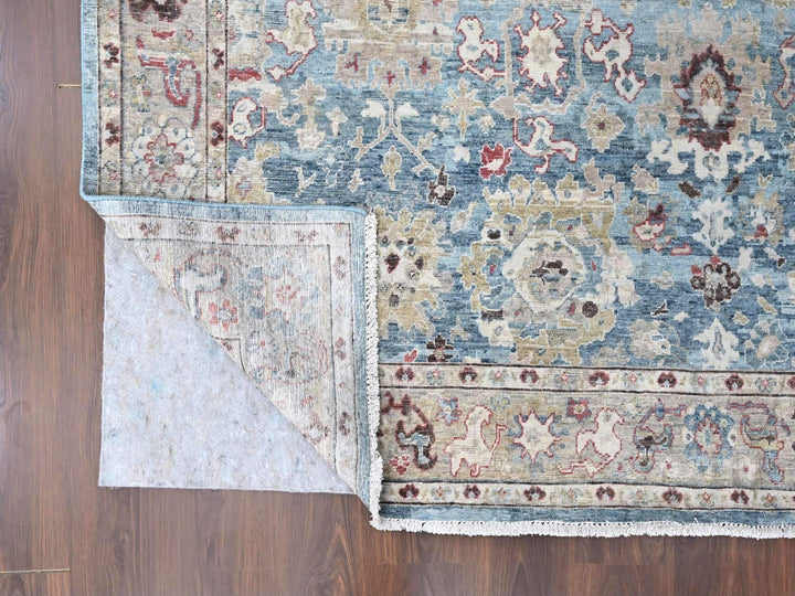 7'8" x 9'8" New Hand Knotted Blue Wool Rectangle Oriental Rug - MOA10210146