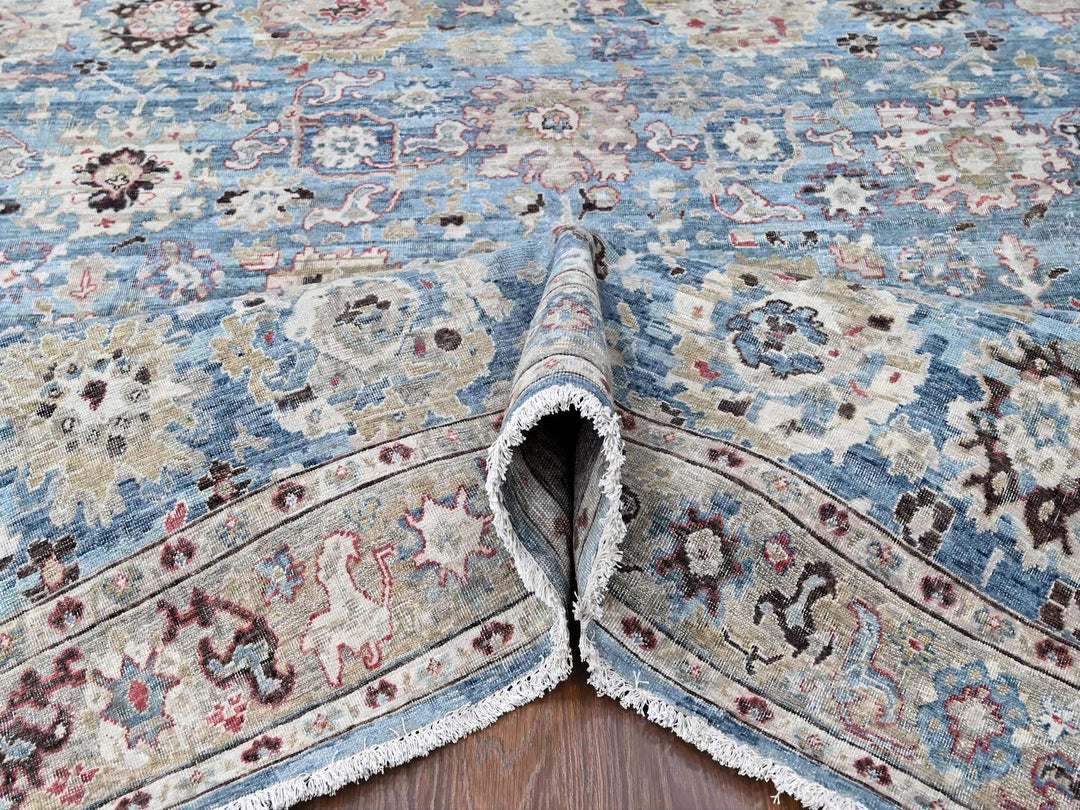 7'8" x 9'8" New Hand Knotted Blue Wool Rectangle Oriental Rug - MOA10210146