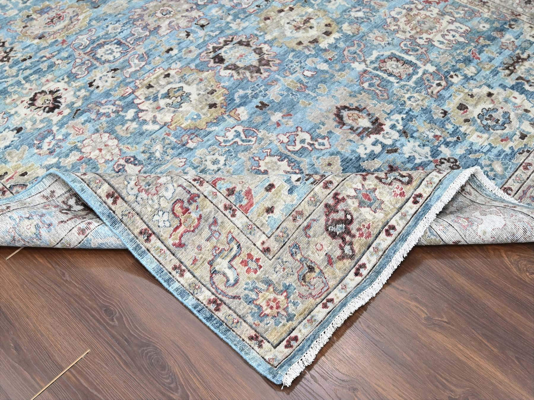 7'8" x 9'8" New Hand Knotted Blue Wool Rectangle Oriental Rug - MOA10210146