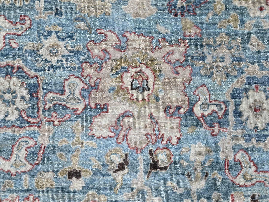 7'8" x 9'8" New Hand Knotted Blue Wool Rectangle Oriental Rug - MOA10210146
