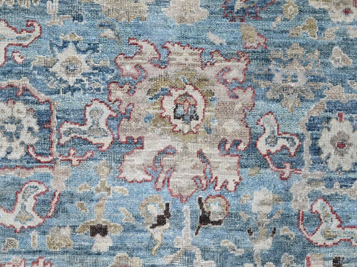 7'8" x 9'8" New Hand Knotted Blue Wool Rectangle Oriental Rug - MOA10210146