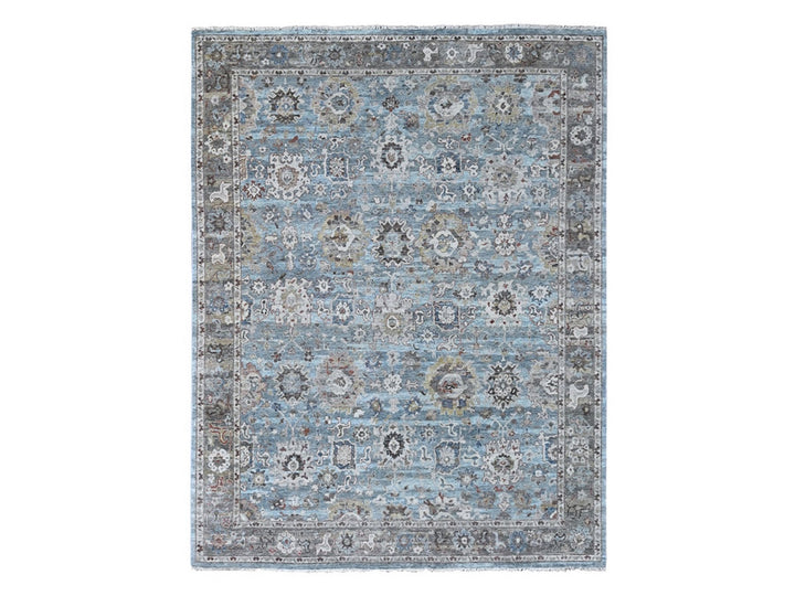 8'11" x 11'9" New Hand Knotted Blue Wool Rectangle Oriental Rug - MOA10210147