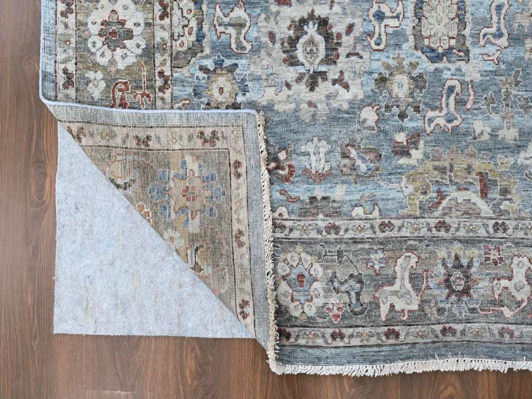 8'11" x 11'9" New Hand Knotted Blue Wool Rectangle Oriental Rug - MOA10210147