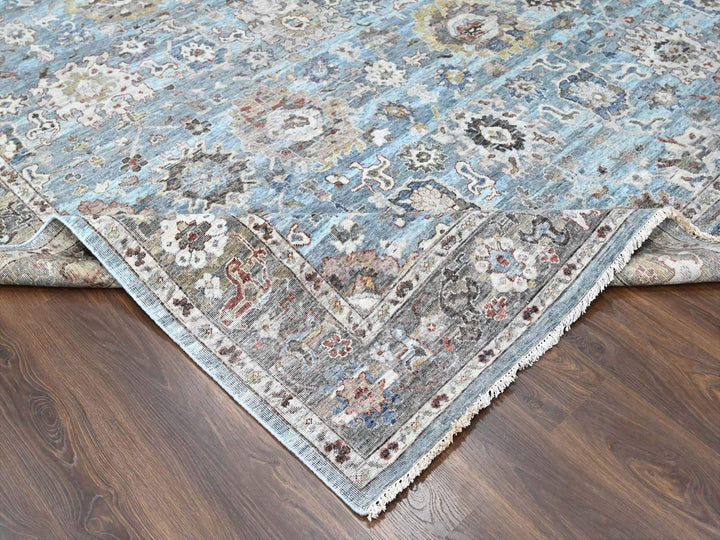 8'11" x 11'9" New Hand Knotted Blue Wool Rectangle Oriental Rug - MOA10210147