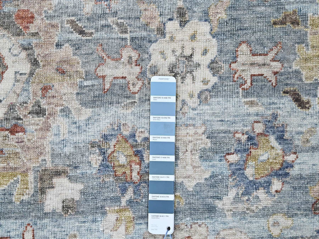 8'11" x 11'9" New Hand Knotted Blue Wool Rectangle Oriental Rug - MOA10210147