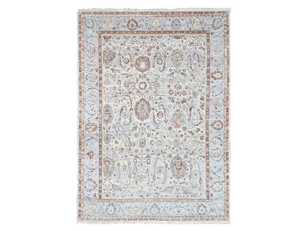 9'0" x 11'9" New Hand Knotted Grey Wool Rectangle Oriental Rug - MOA10210153