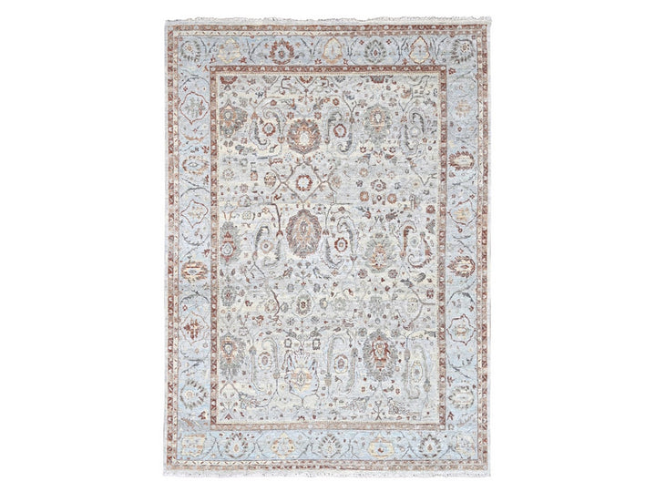 9'0" x 11'9" New Hand Knotted Grey Wool Rectangle Oriental Rug - MOA10210153