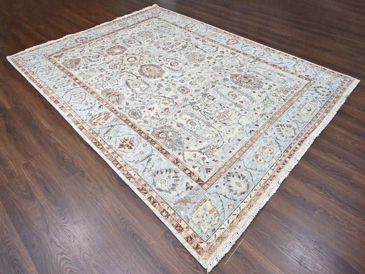 9'0" x 11'9" New Hand Knotted Grey Wool Rectangle Oriental Rug - MOA10210153