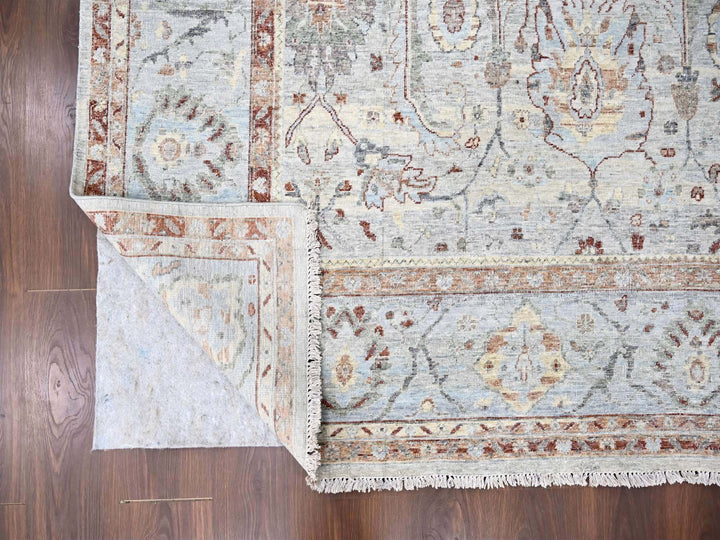 9'0" x 11'9" New Hand Knotted Grey Wool Rectangle Oriental Rug - MOA10210153