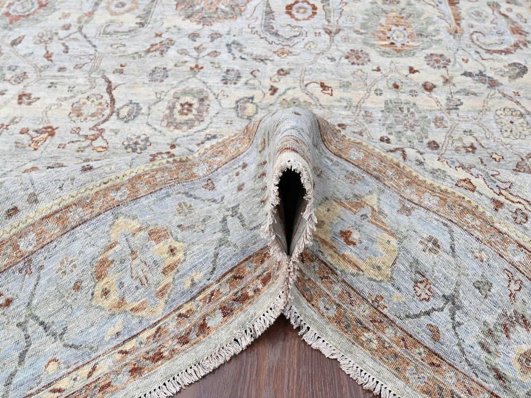 9'0" x 11'9" New Hand Knotted Grey Wool Rectangle Oriental Rug - MOA10210153