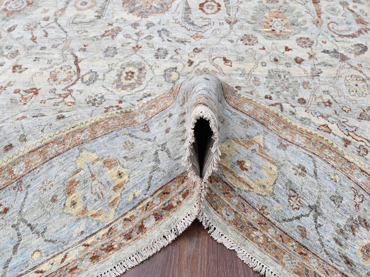9'0" x 11'9" New Hand Knotted Grey Wool Rectangle Oriental Rug - MOA10210153