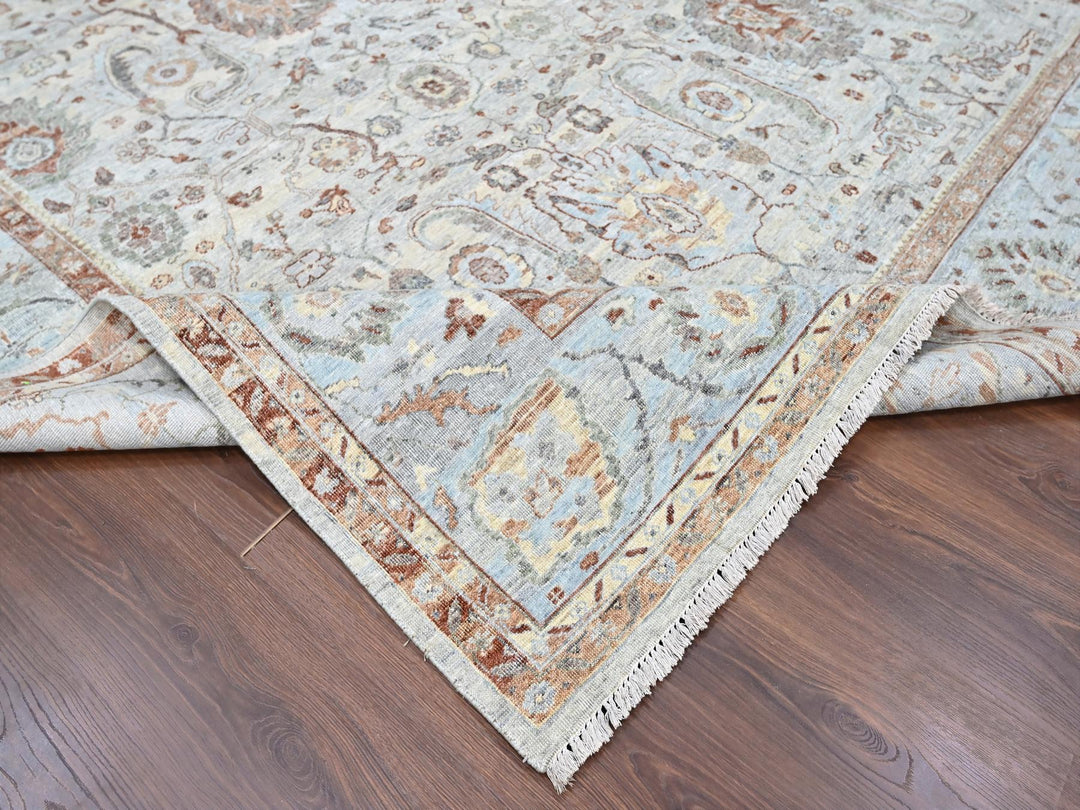 9'0" x 11'9" New Hand Knotted Grey Wool Rectangle Oriental Rug - MOA10210153