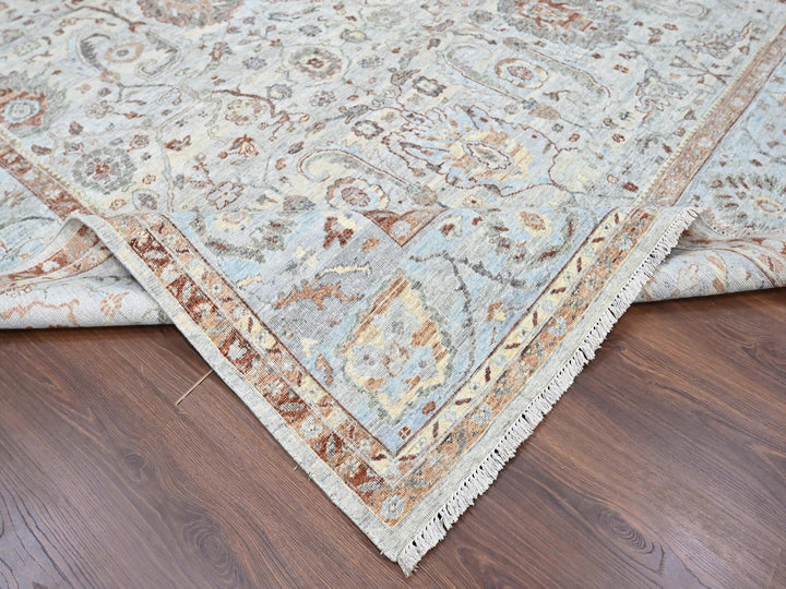 9'0" x 11'9" New Hand Knotted Grey Wool Rectangle Oriental Rug - MOA10210153