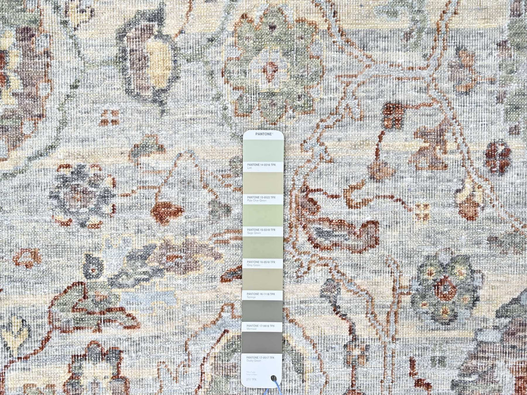9'0" x 11'9" New Hand Knotted Grey Wool Rectangle Oriental Rug - MOA10210153
