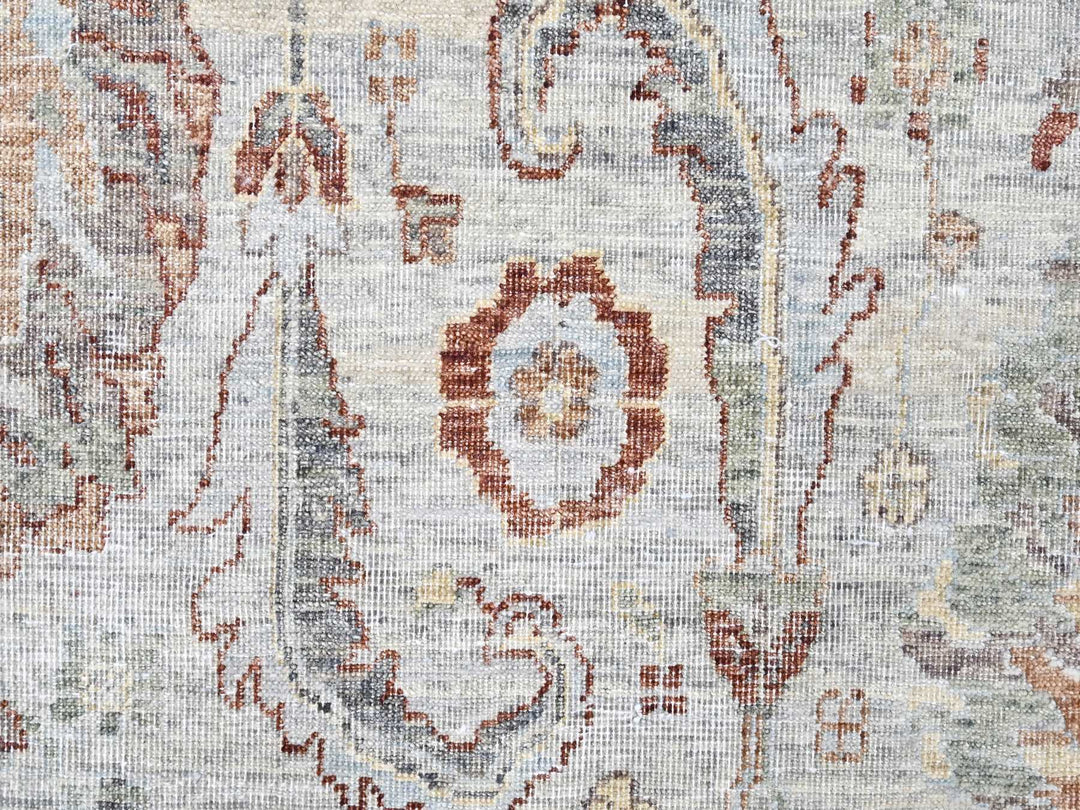 9'0" x 11'9" New Hand Knotted Grey Wool Rectangle Oriental Rug - MOA10210153