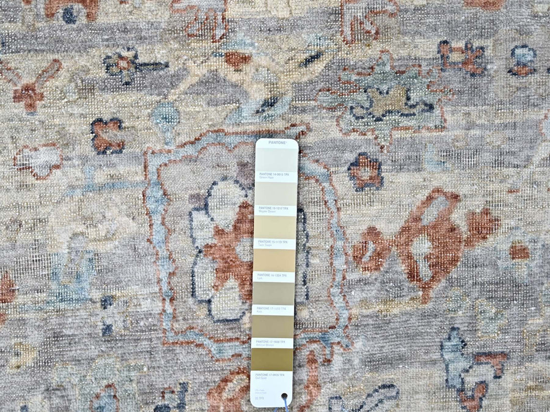 9'6" x 13'7" New Hand Knotted Grey Wool Rectangle Oriental Rug - MOA10210158
