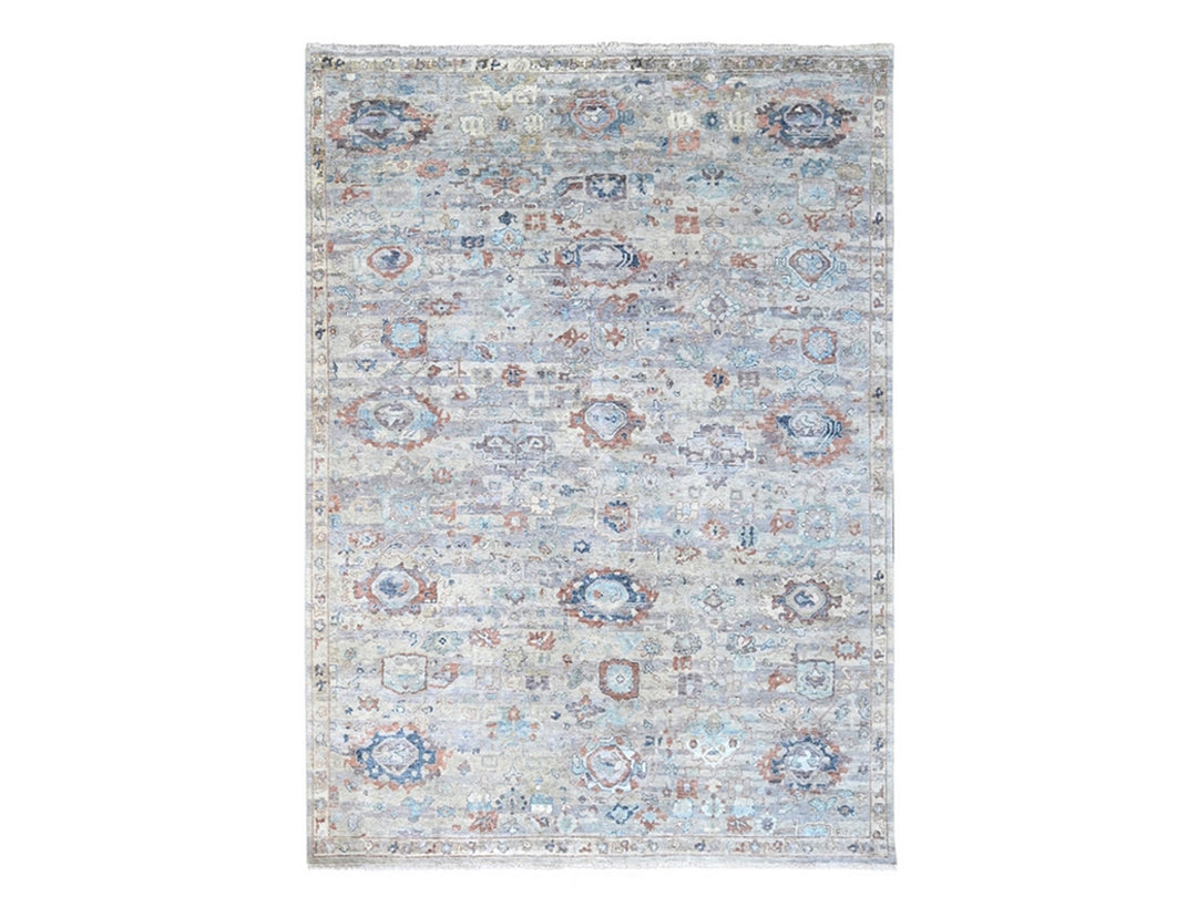 8'6" x 11'3" New Hand Knotted Grey Wool Rectangle Oriental Rug - MOA10210159