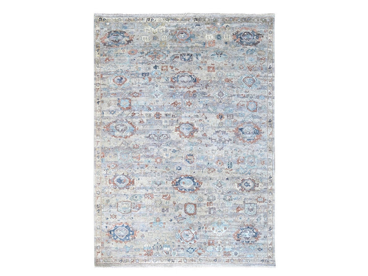 8'6" x 11'3" New Hand Knotted Grey Wool Rectangle Oriental Rug - MOA10210159