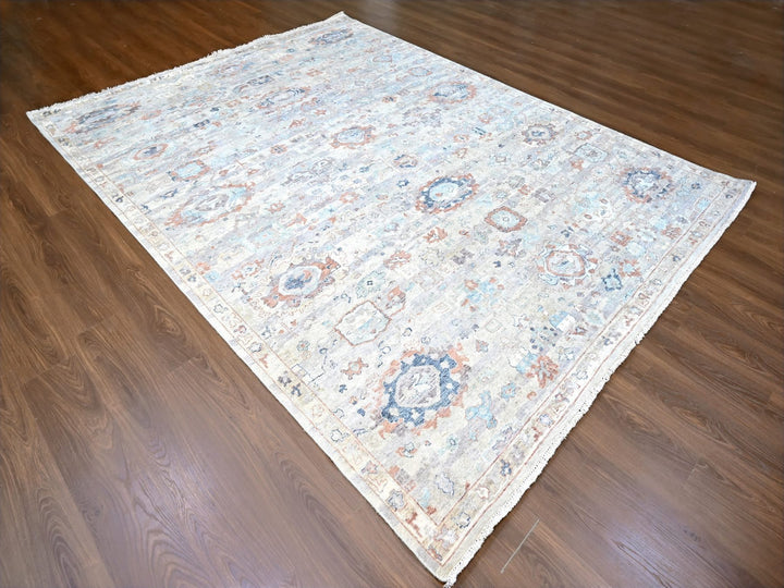 8'6" x 11'3" New Hand Knotted Grey Wool Rectangle Oriental Rug - MOA10210159
