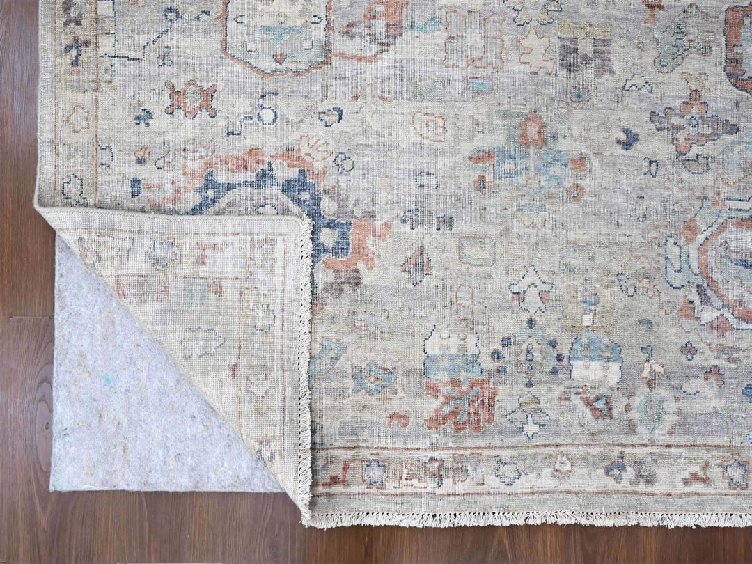8'6" x 11'3" New Hand Knotted Grey Wool Rectangle Oriental Rug - MOA10210159