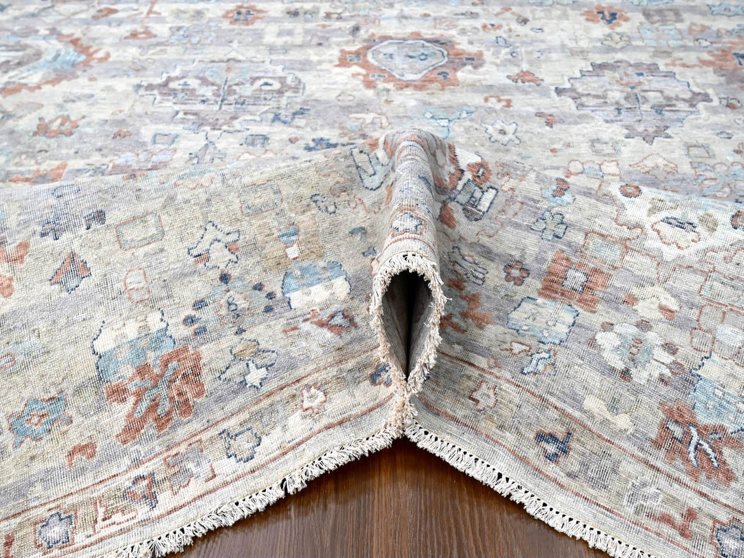 8'6" x 11'3" New Hand Knotted Grey Wool Rectangle Oriental Rug - MOA10210159