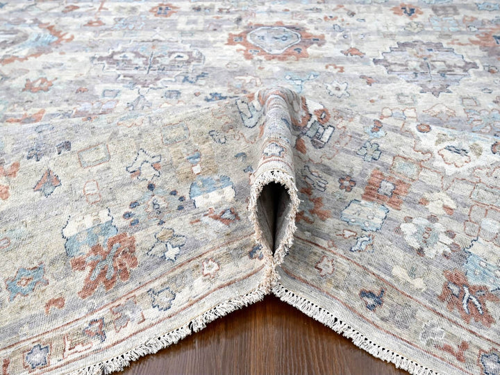 8'6" x 11'3" New Hand Knotted Grey Wool Rectangle Oriental Rug - MOA10210159