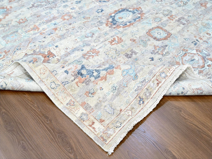 8'6" x 11'3" New Hand Knotted Grey Wool Rectangle Oriental Rug - MOA10210159