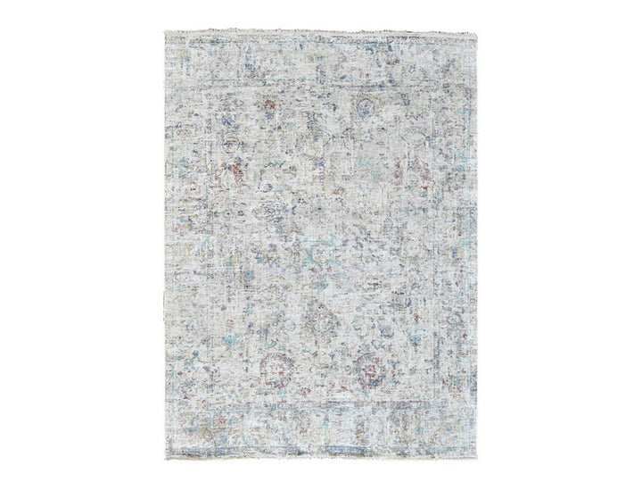 7'8" x 9'9" New Hand Knotted Grey Wool Rectangle Oriental Rug - MOA10210161