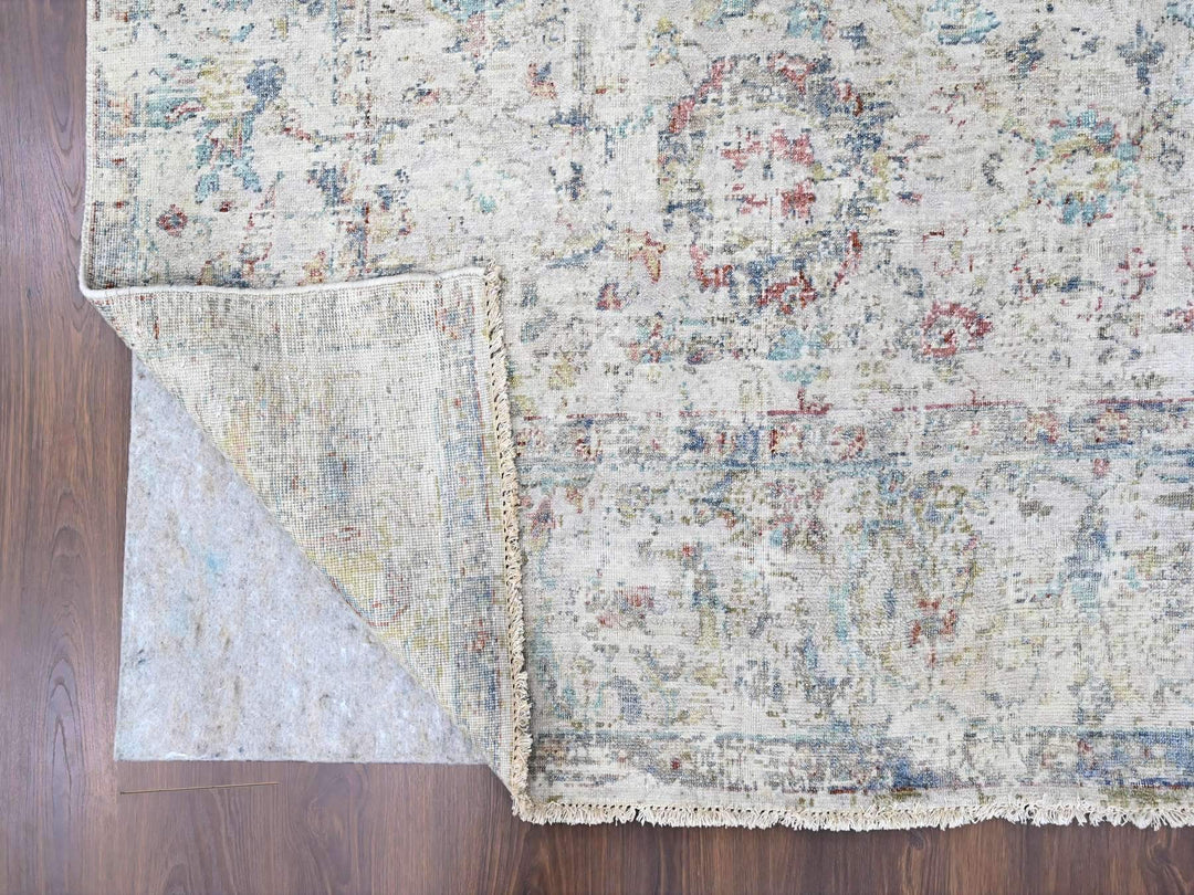 7'8" x 9'9" New Hand Knotted Grey Wool Rectangle Oriental Rug - MOA10210161