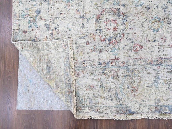 7'8" x 9'9" New Hand Knotted Grey Wool Rectangle Oriental Rug - MOA10210161