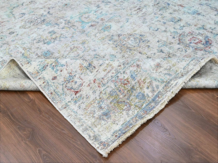 7'8" x 9'9" New Hand Knotted Grey Wool Rectangle Oriental Rug - MOA10210161