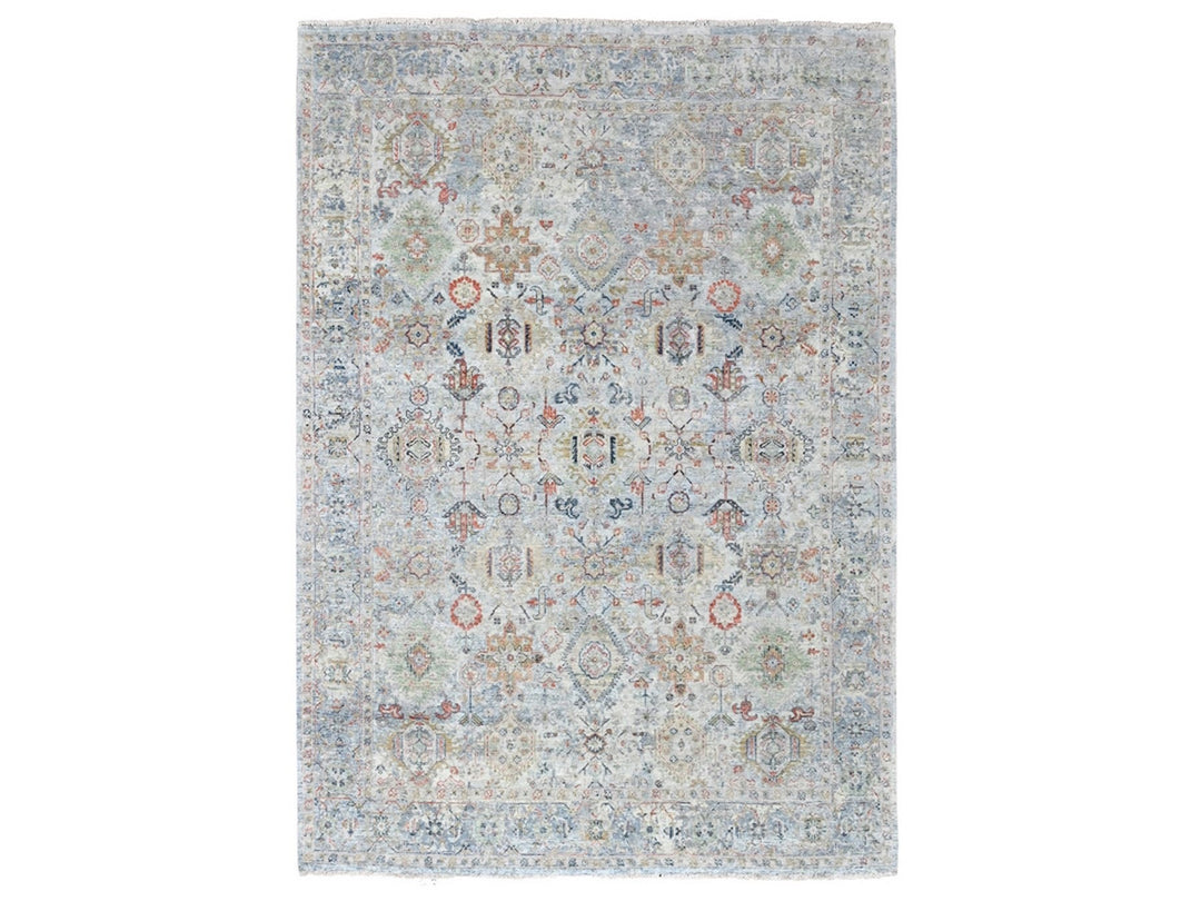 8'10" x 11'9" New Hand Knotted Grey Wool Rectangle Oriental Rug - MOA10210165