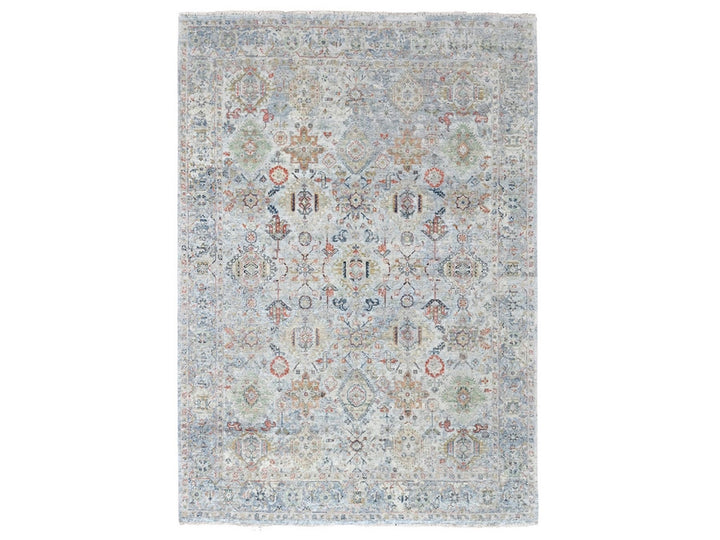 8'10" x 11'9" New Hand Knotted Grey Wool Rectangle Oriental Rug - MOA10210165