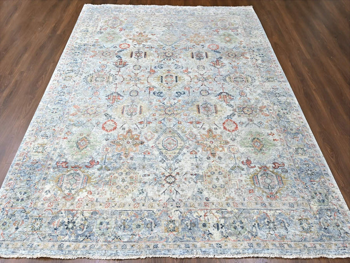 8'10" x 11'9" New Hand Knotted Grey Wool Rectangle Oriental Rug - MOA10210165